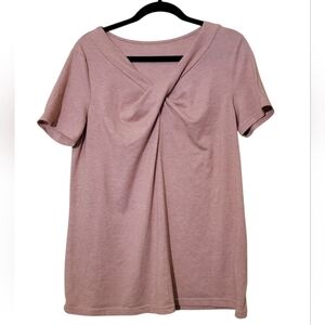 Twist Front Short Sleeve Tee in Khaki Color, Size Medium
